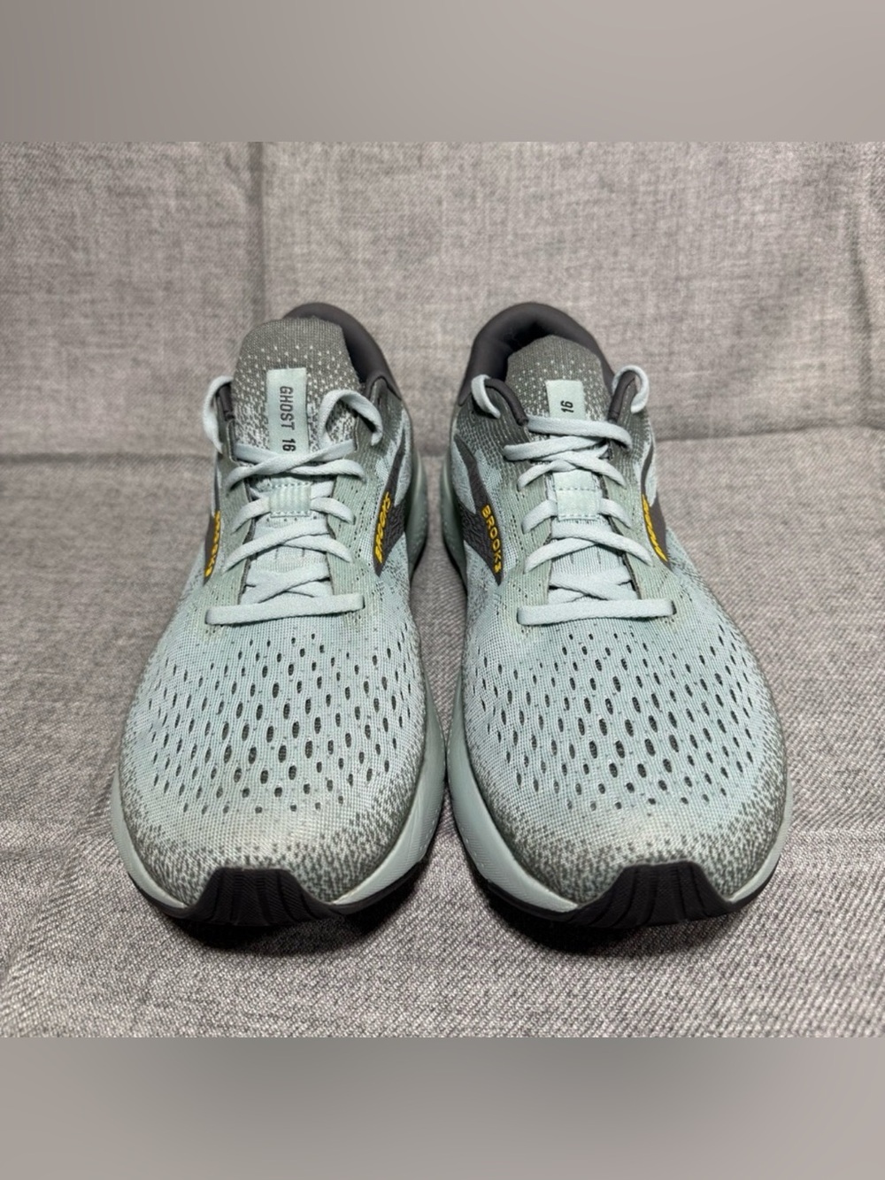 Brooks Ghost 16 Men’s 11.5 D Running Shoes Green Gray Yellow No Insoles - Picture 3 of 8